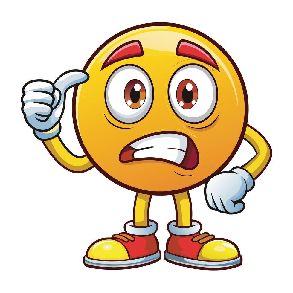 angry emoticon character with thumbs illustration vector