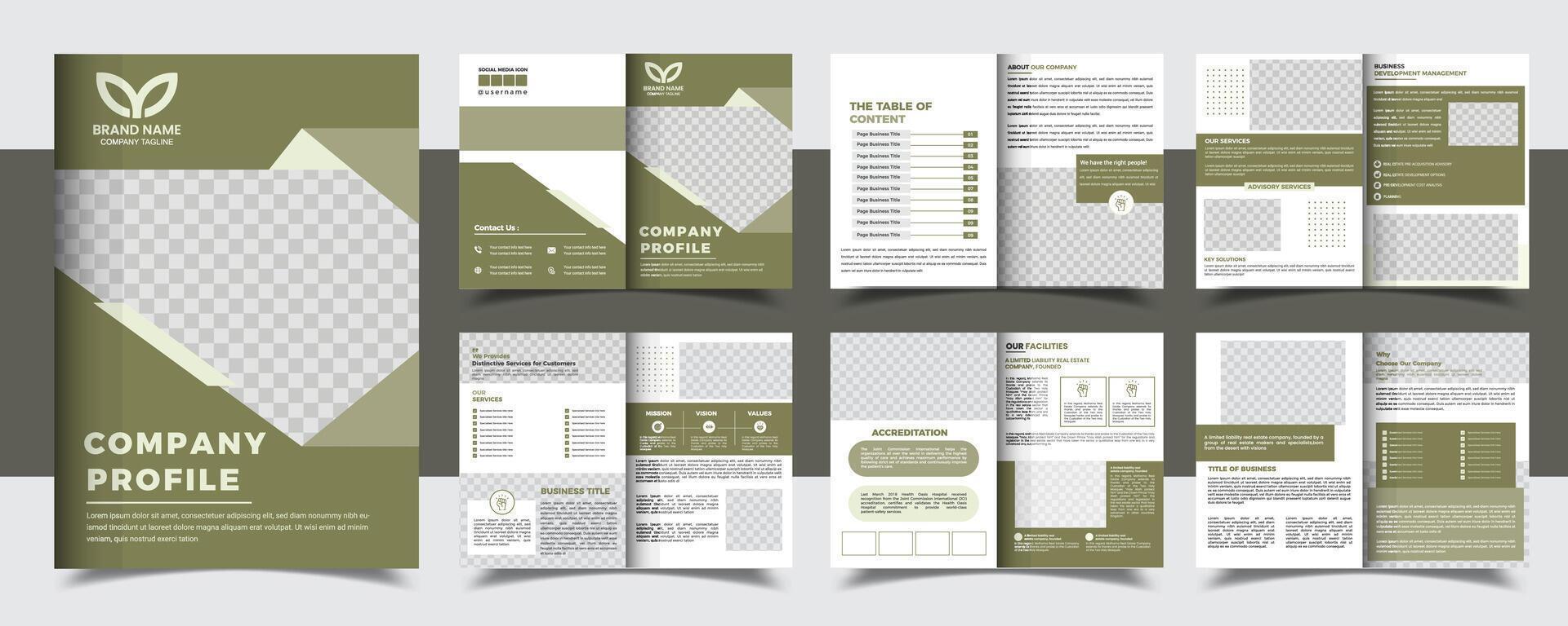 Corporate Editable Company Profile 12 Page Design Template in A4 vector