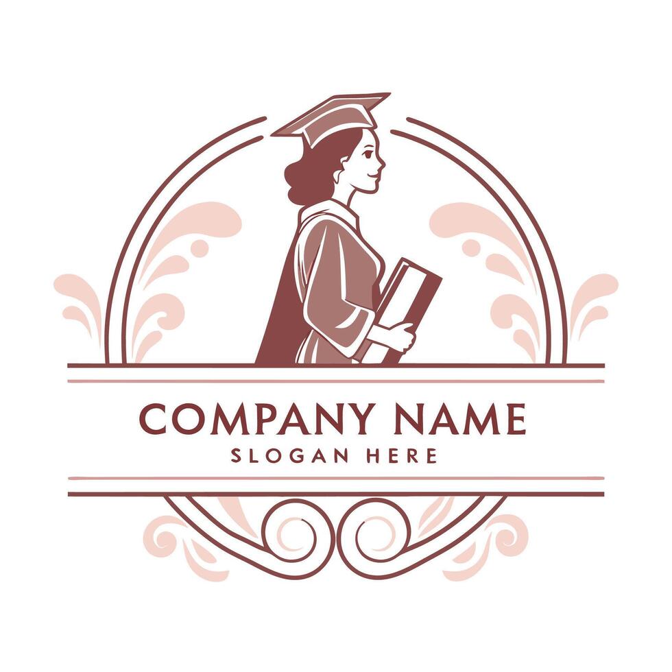 a woman in a graduation gown logo design vector