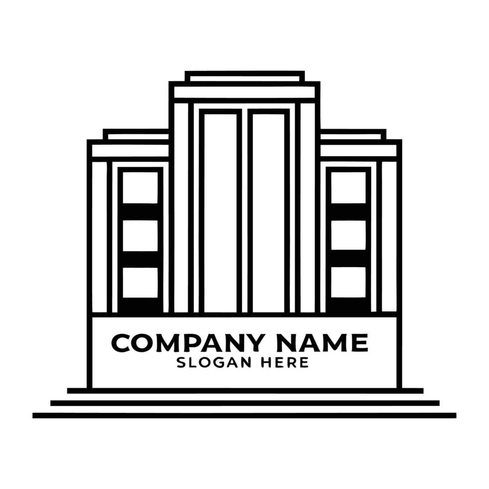 a building logo with a black and white image vector