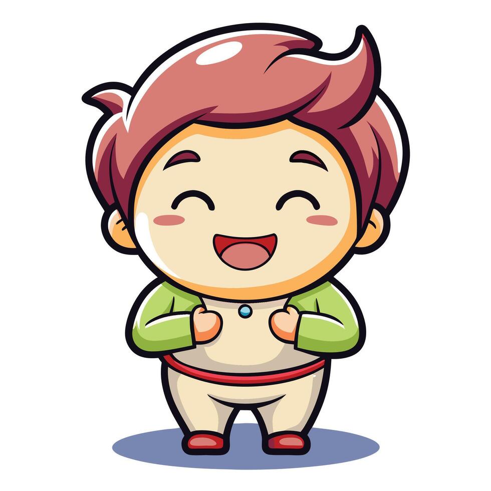 cute a cartoon boy with a smile on his face vector