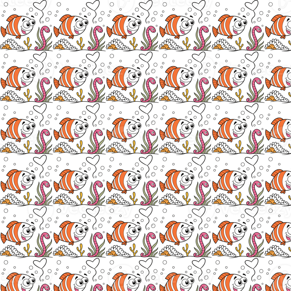 Blue and Gray Fishes Seamless Pattern png