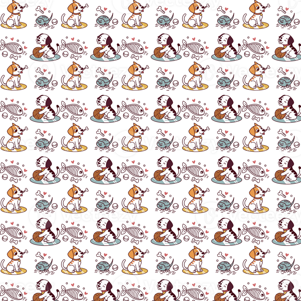 Cute Cartoon Dogs and Cats Seamless Pattern png