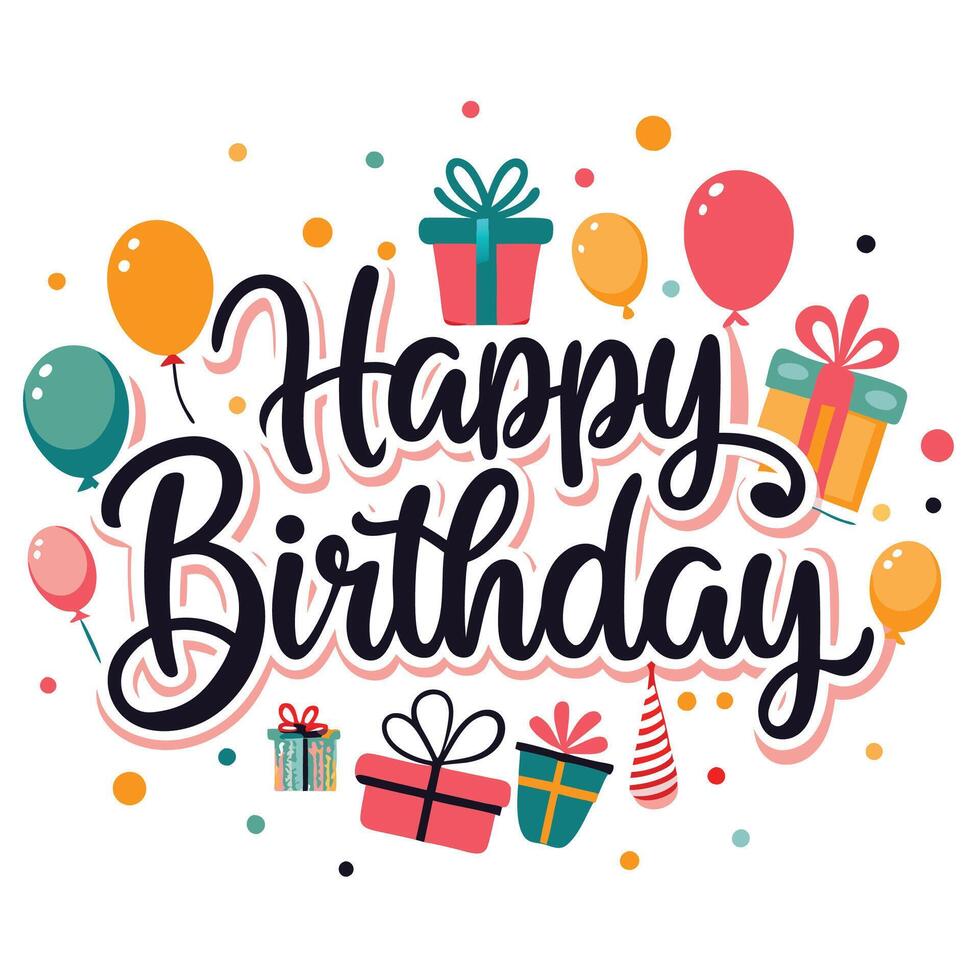 happy birthday card illustration on a white background vector