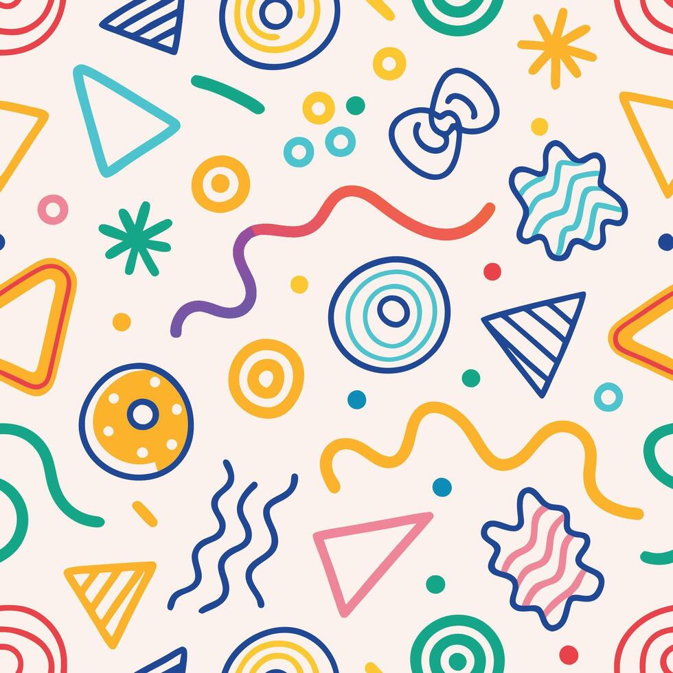 seamless pattern colorful shapes and lines vector