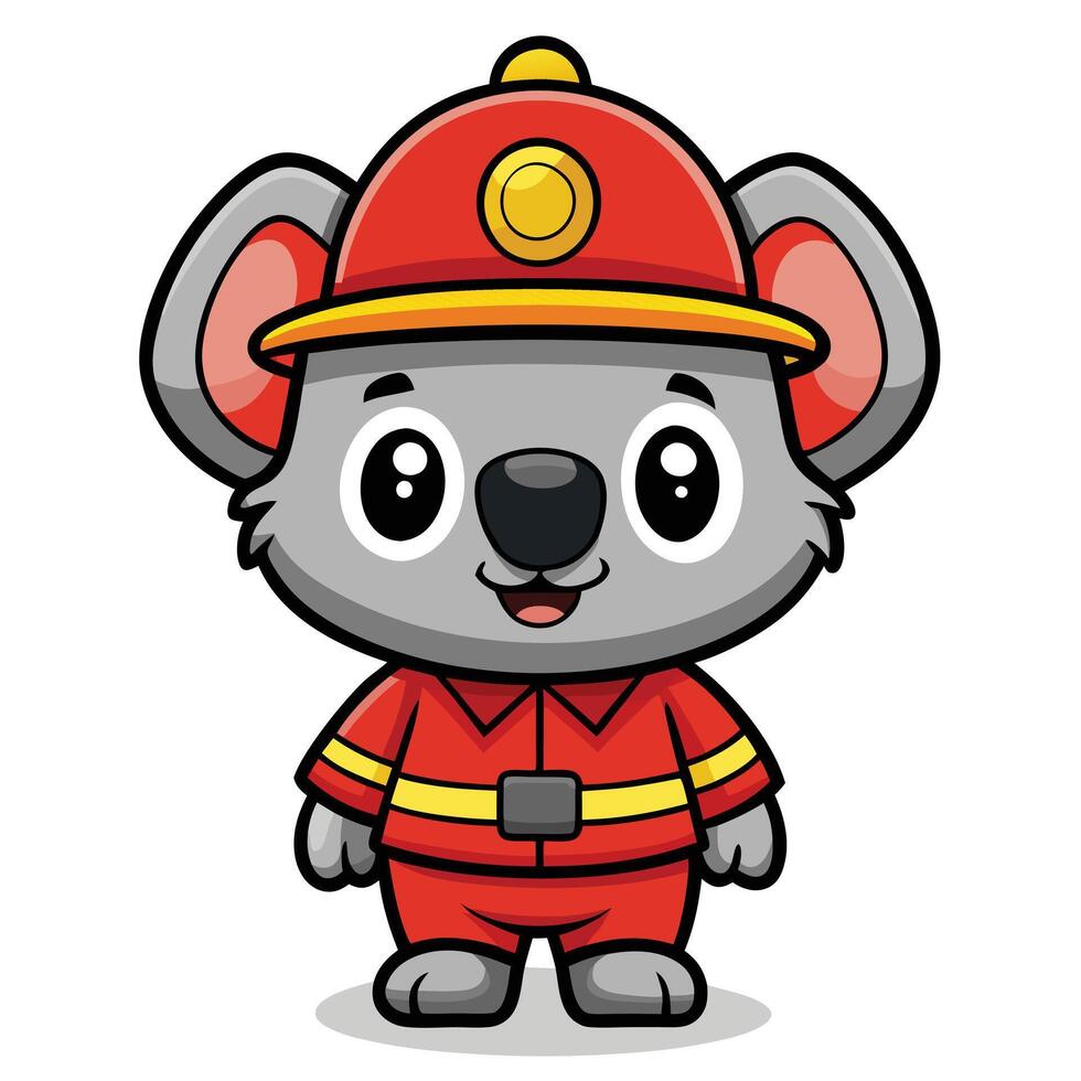 Firefighter Koala Cute Cartoon vector