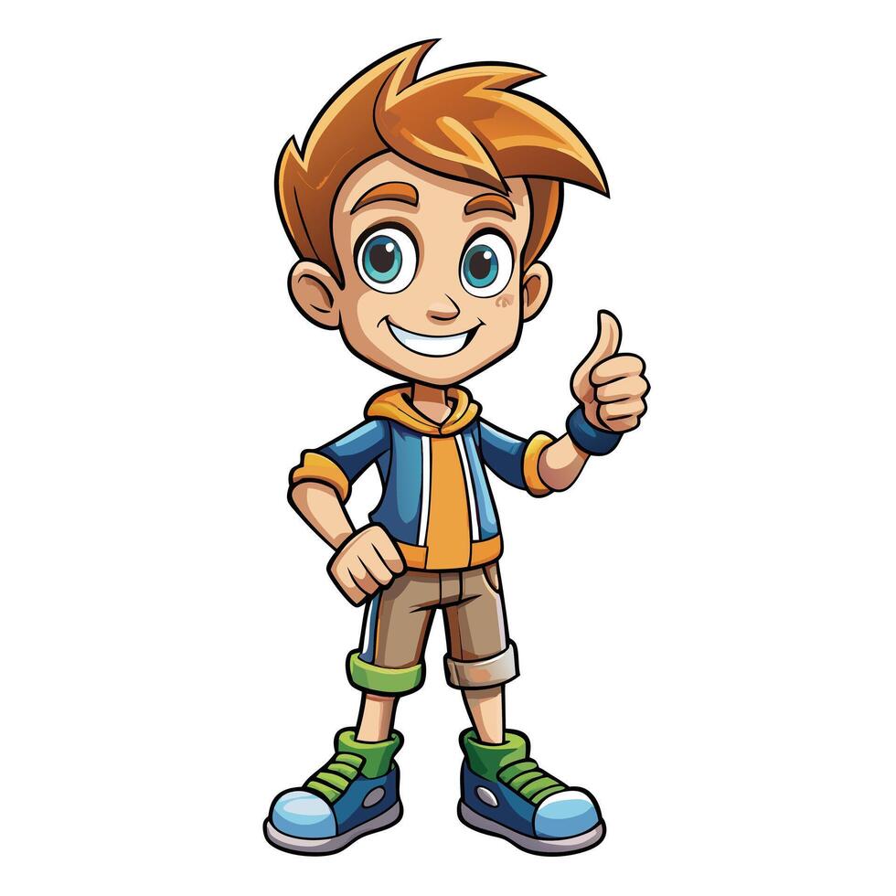 An urban boy with thumb up posing in happy mood isolated vector