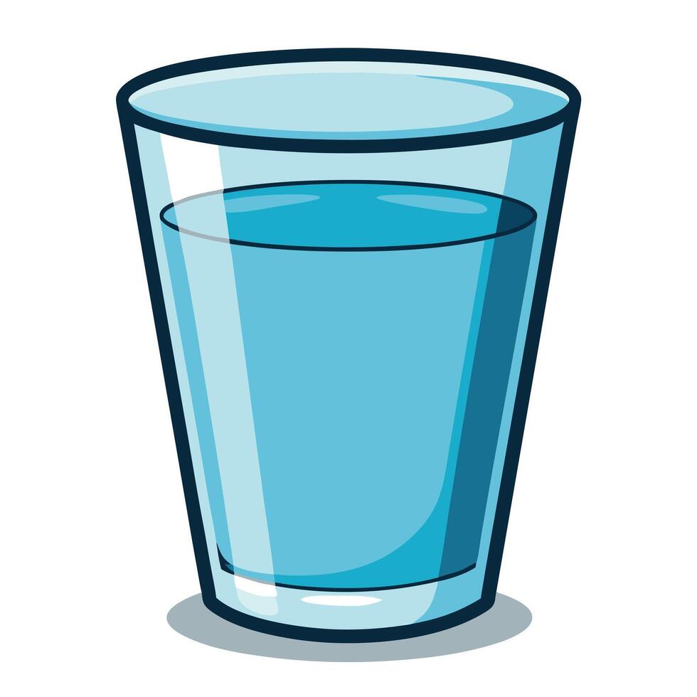 Sticker glass of water on white background vector