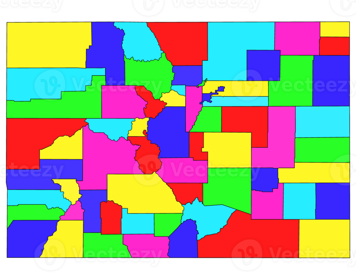 counties map of Colorado with different colours, blank Map, empty map of Colorado png