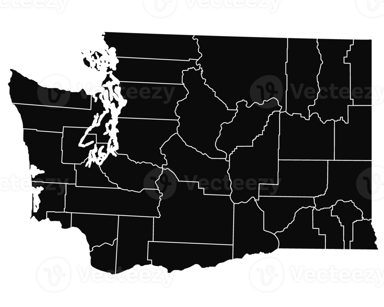 Washington map with black counties png