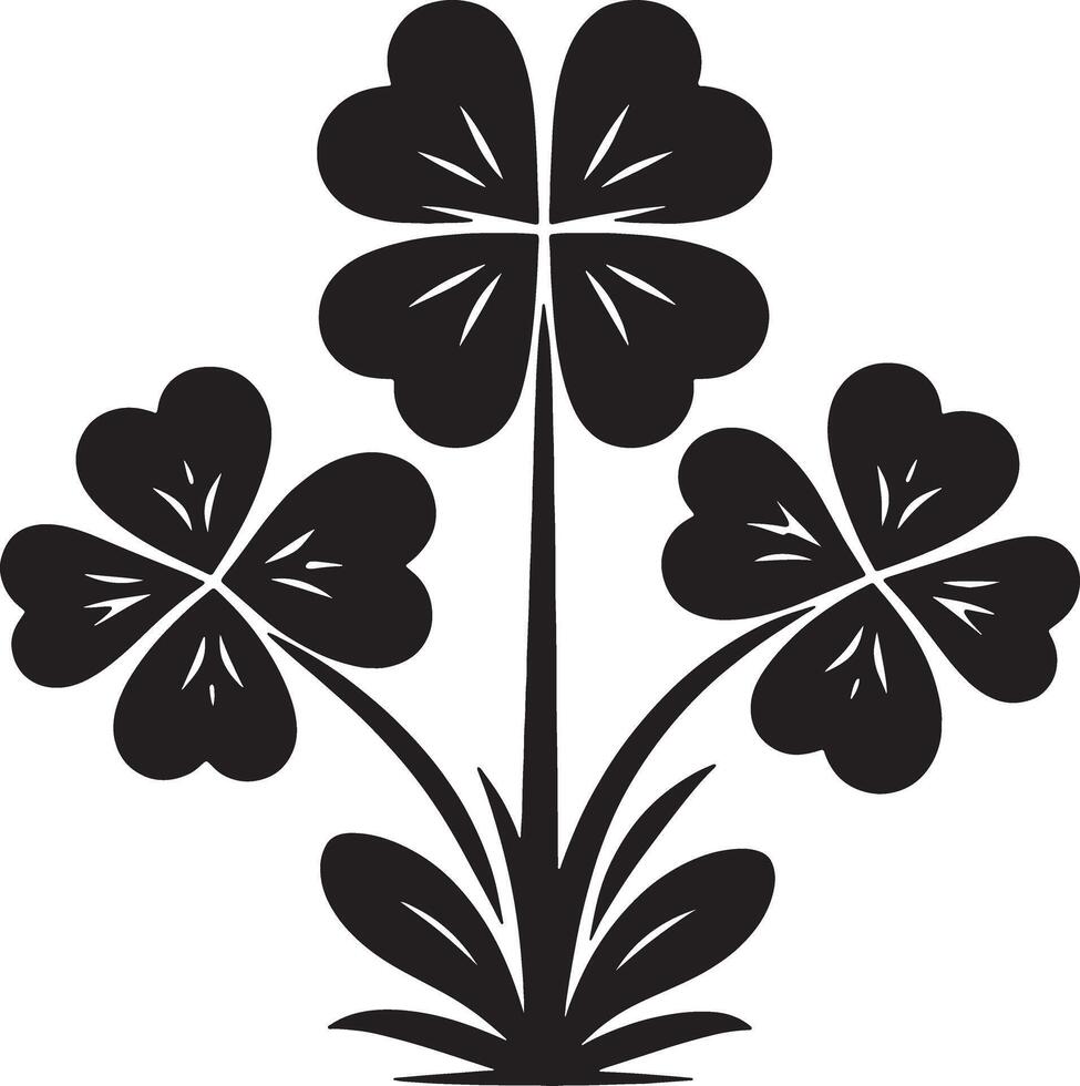 St Patricks Day Clover with Four Leaves Illustration vector