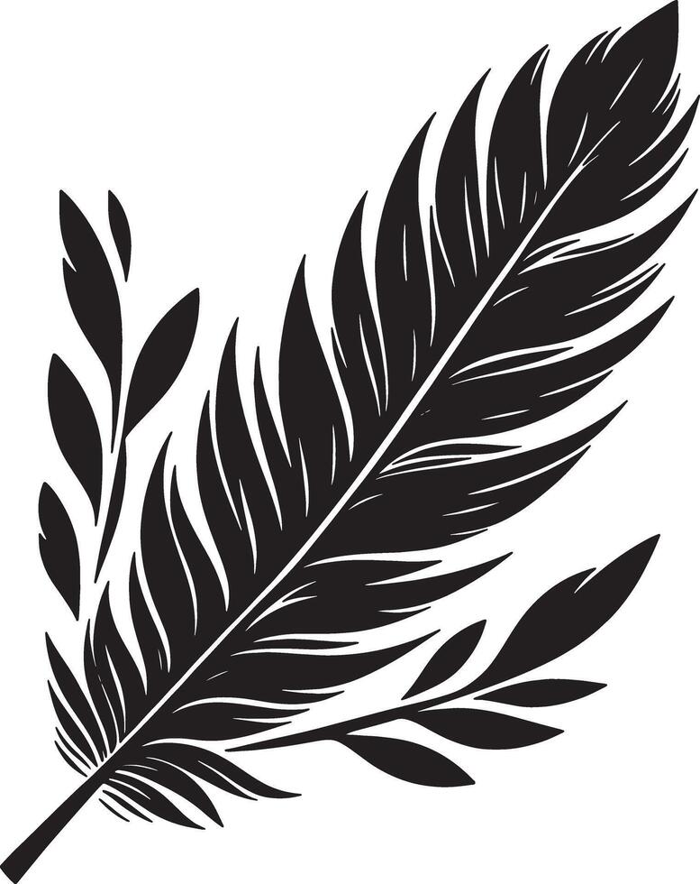 Minimal Feather Inspired Leaf Shapes Illustration vector
