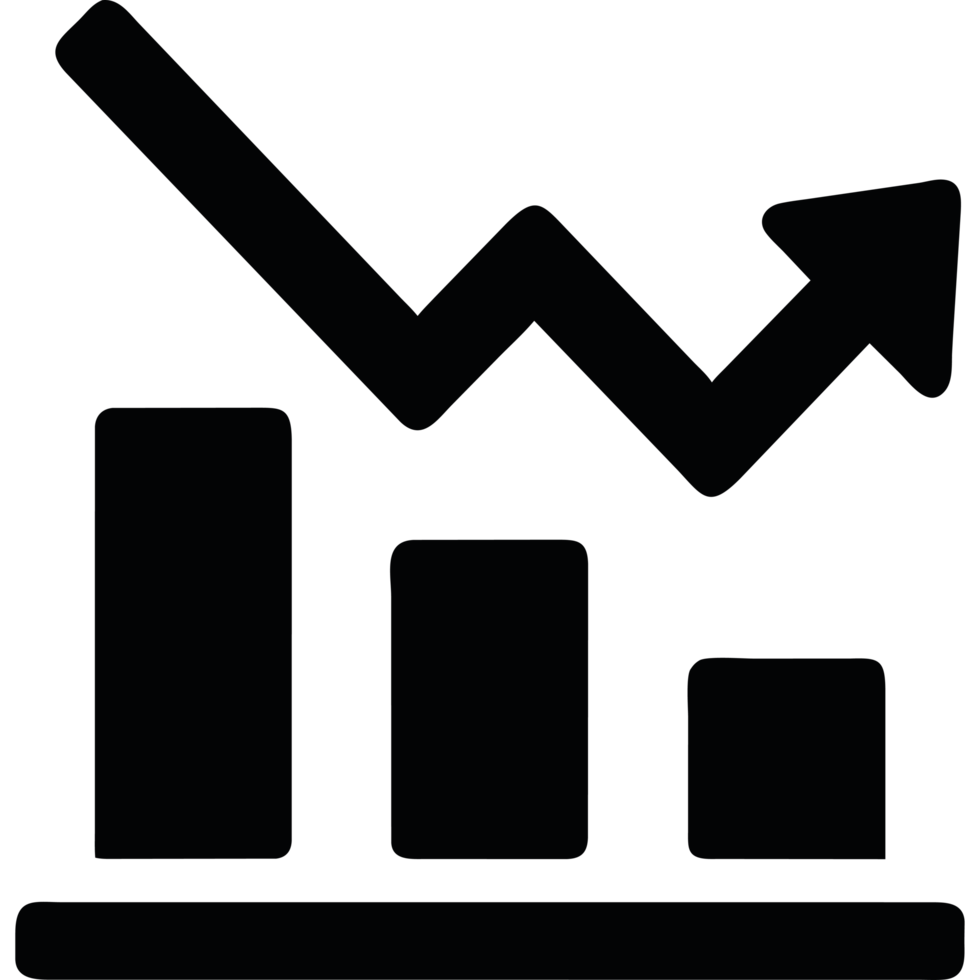 An icon of a graph with a bar and arrow icon isolated png