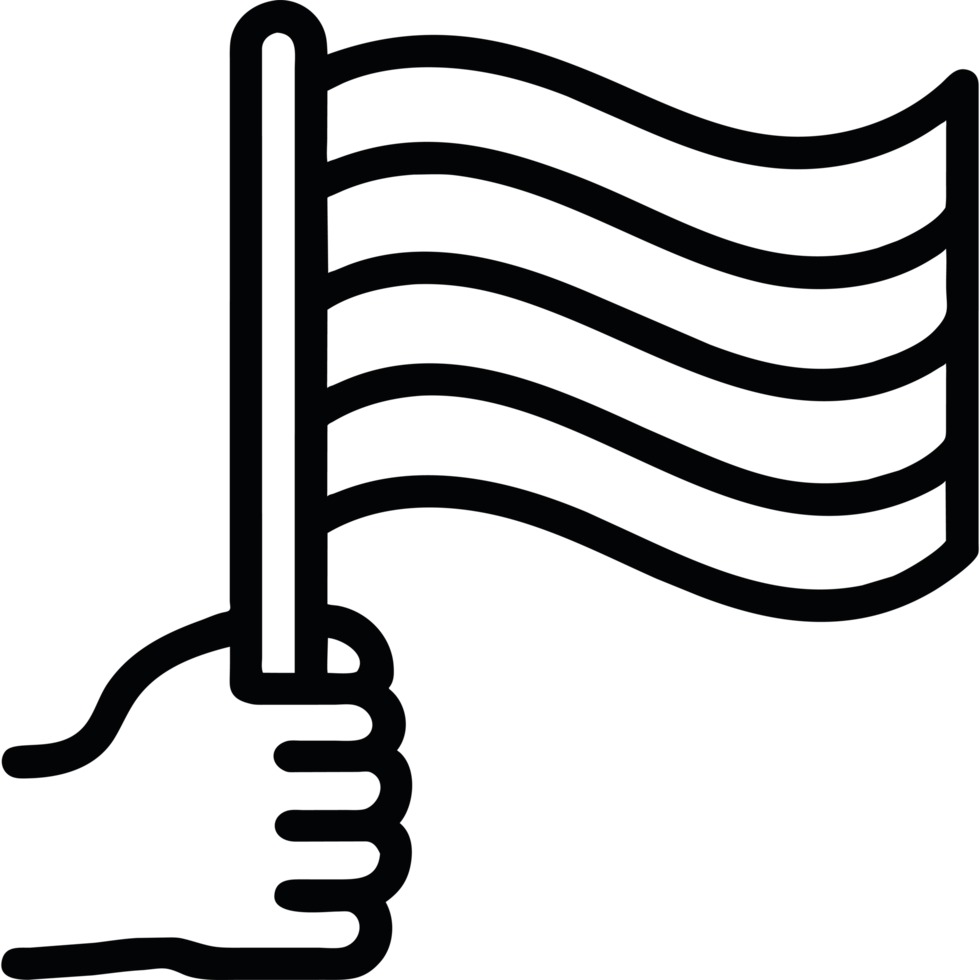 A hand holding a flag icon isolated png