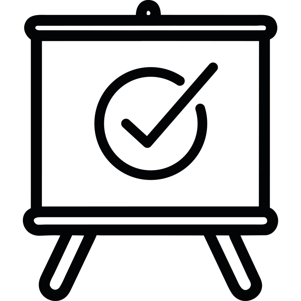 proyect screen with check mark icon isolated png