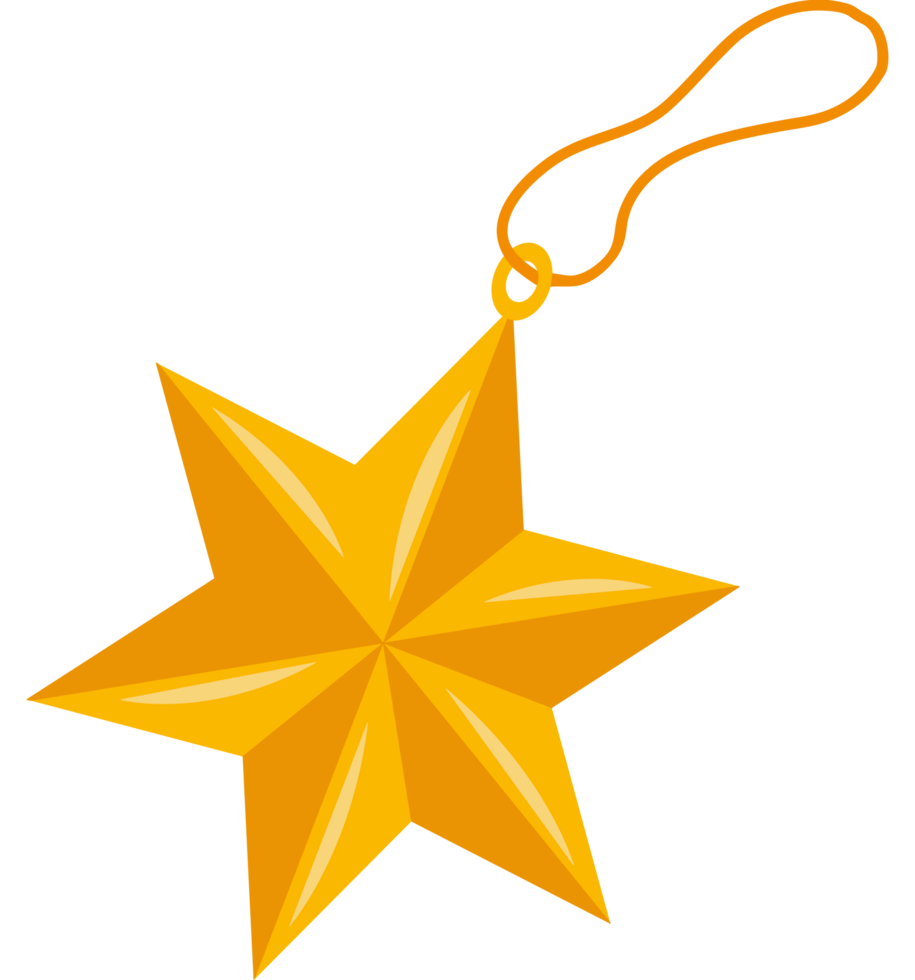 A golden star hanging from a chain icon isolated png