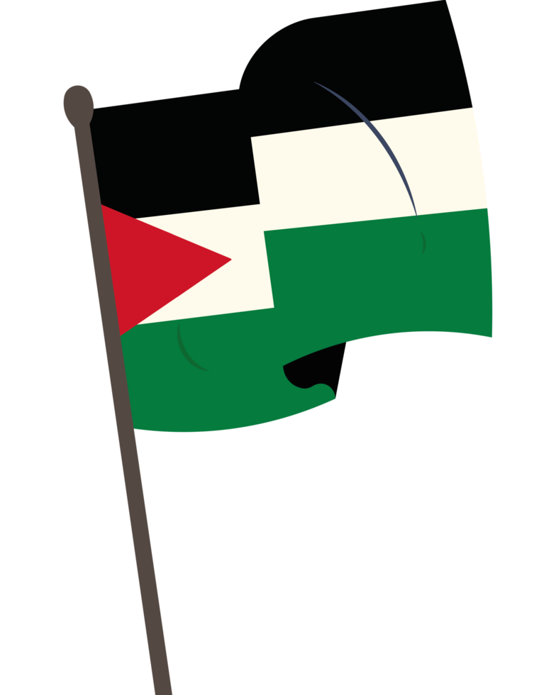 The flag of palestine is waving in the wind icon isolated png