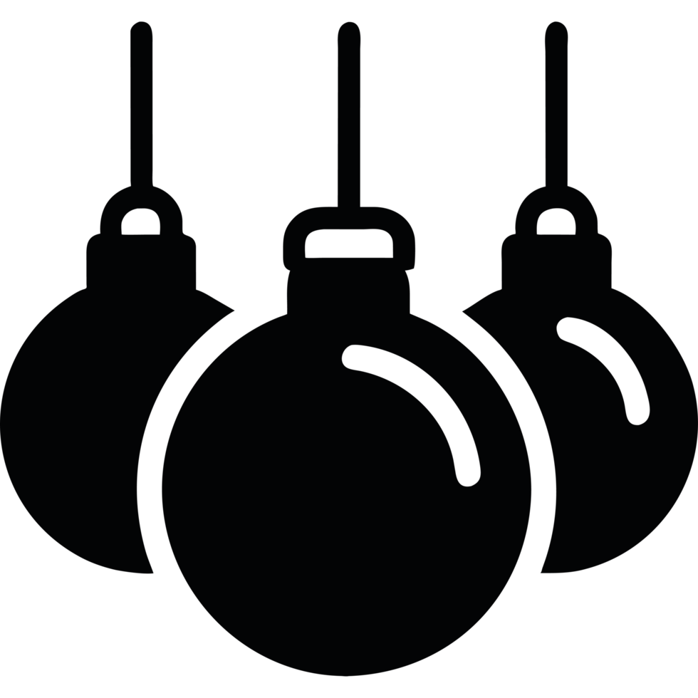 Three black christmas balls icon isolated png