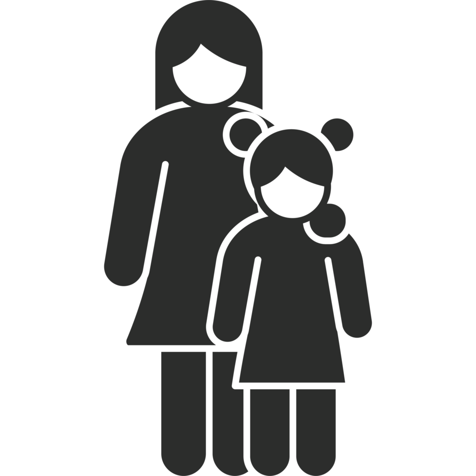 A mother and child silhouette icon isolated png