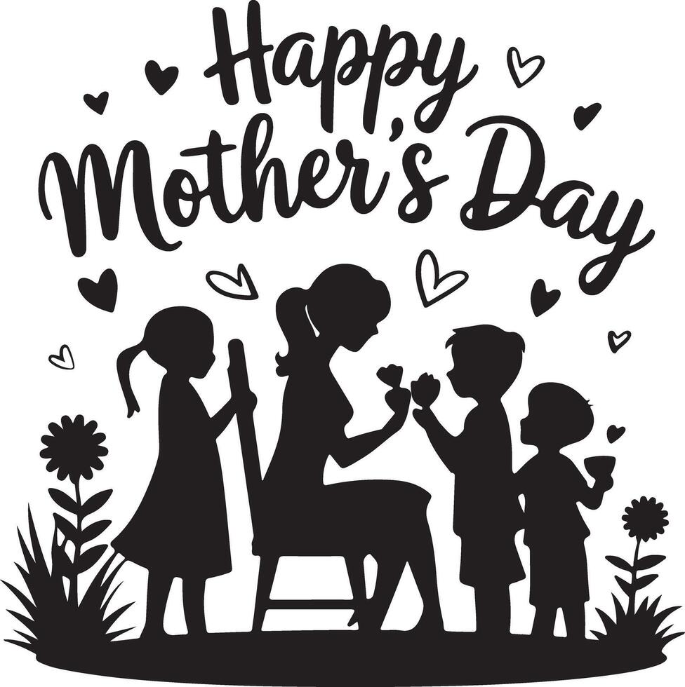 Happy Mothers Day Illustration Flat Floral Background vector