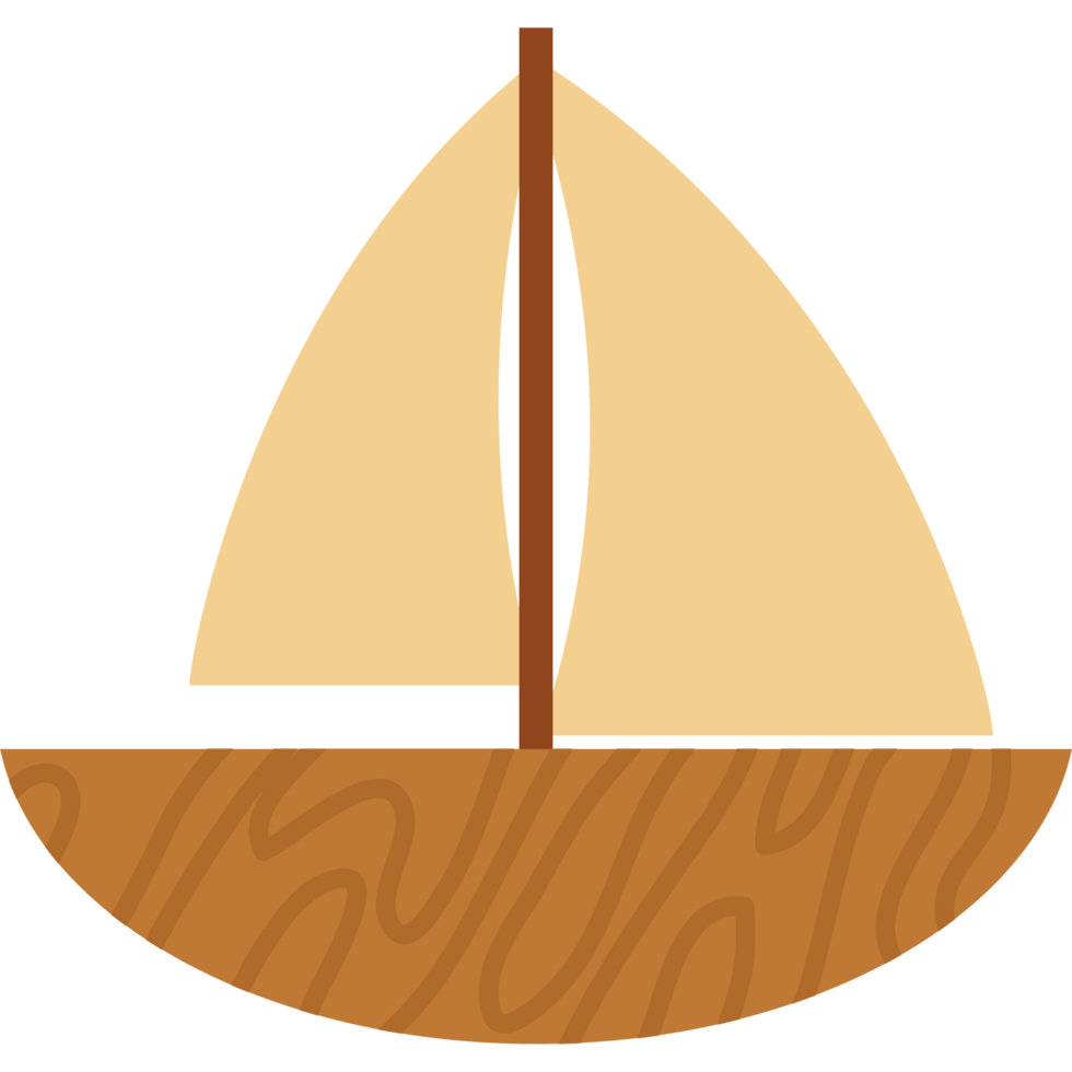 A sailboat with a wooden hull icon isolated png