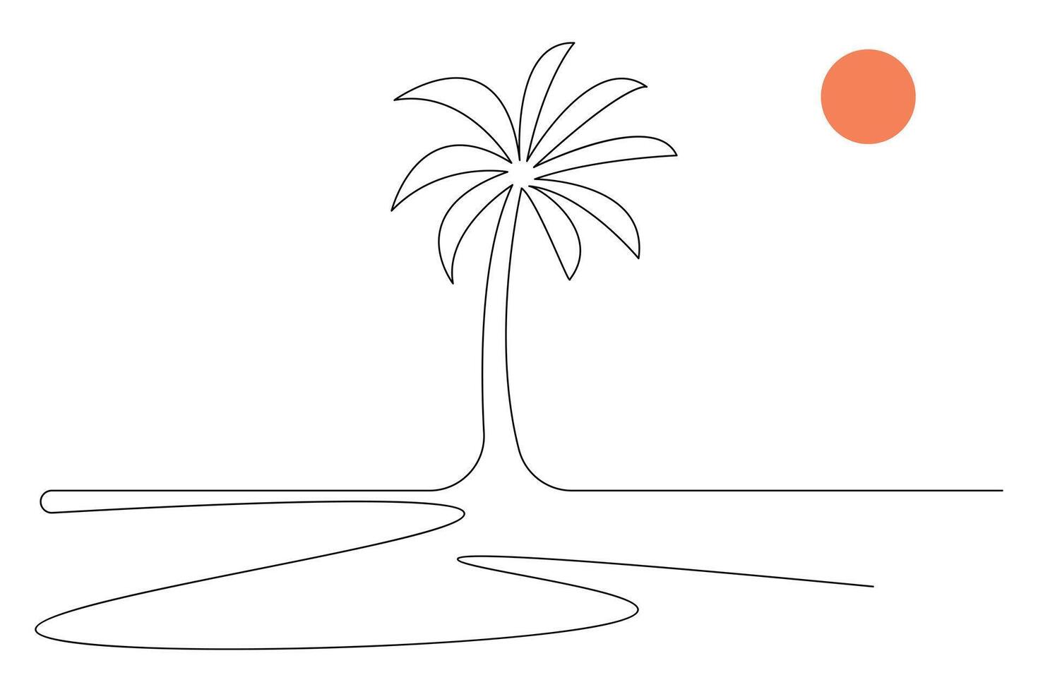 Palm tree singe line design vector