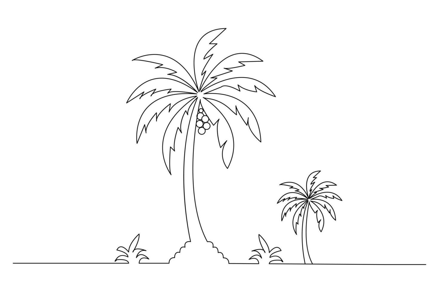Palm tree one line drawing of isolated design vector