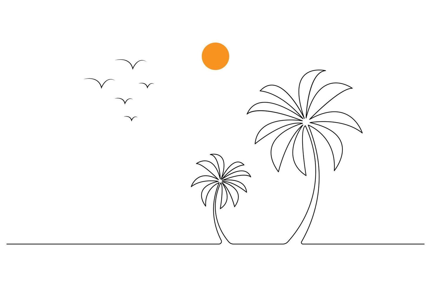 Palm tree line drawing vector