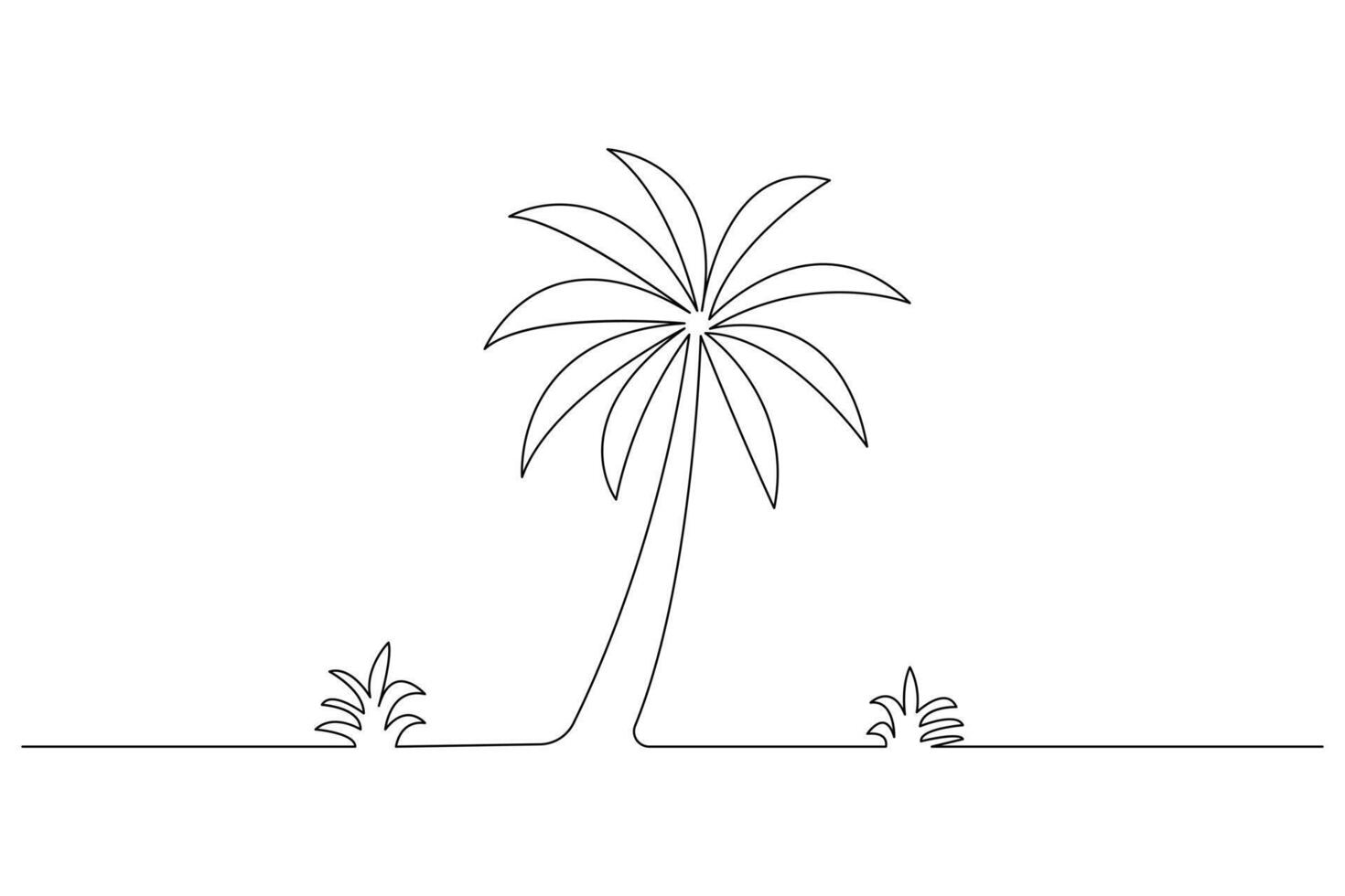 Palm tree single line drawing art vector