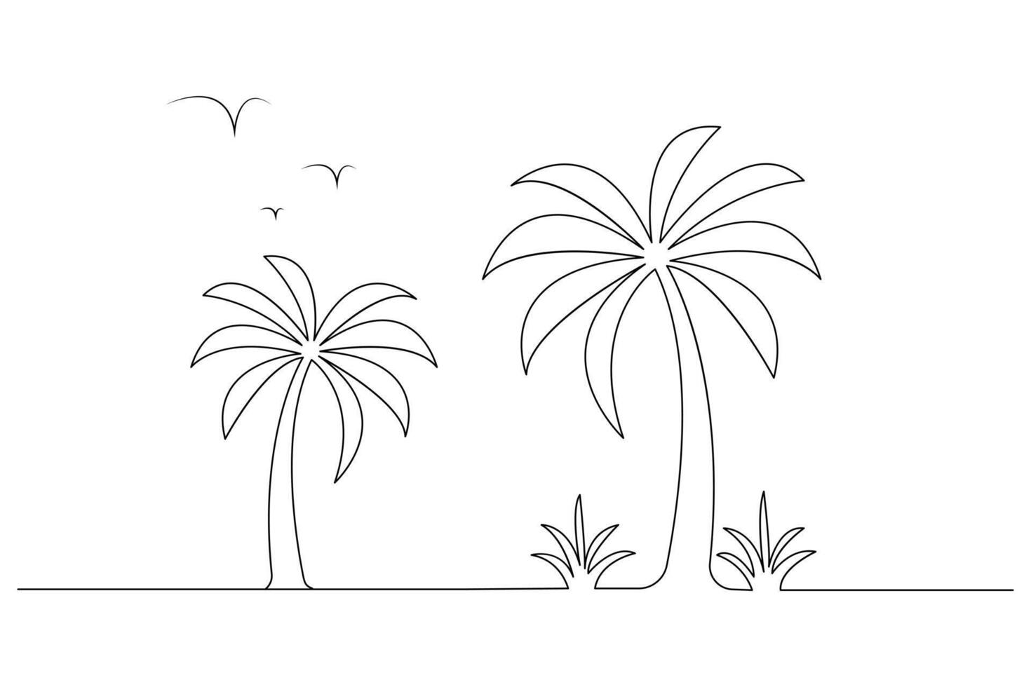 Palm tree line drawing art vector