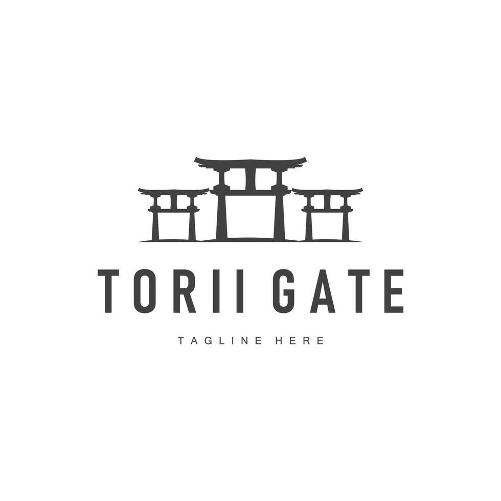torii gate logo silhouette temple icon design vector