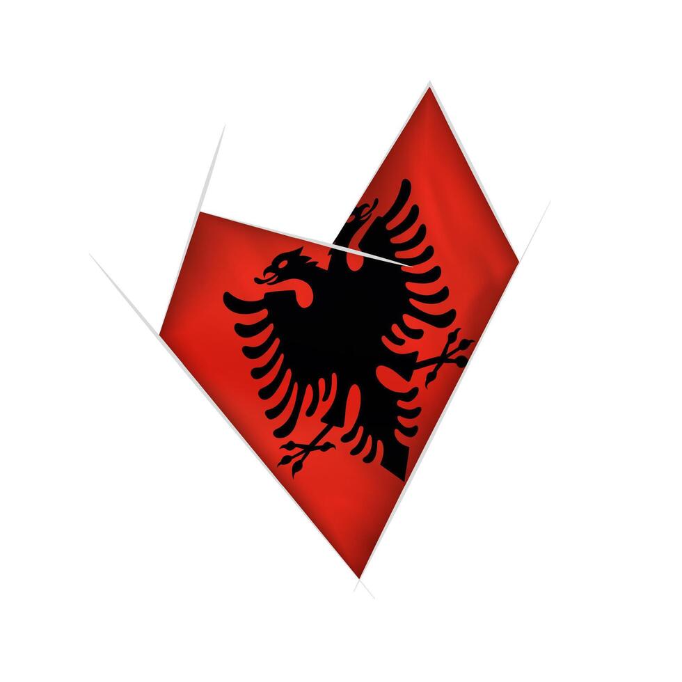 Sketched crooked heart with Albania flag vector