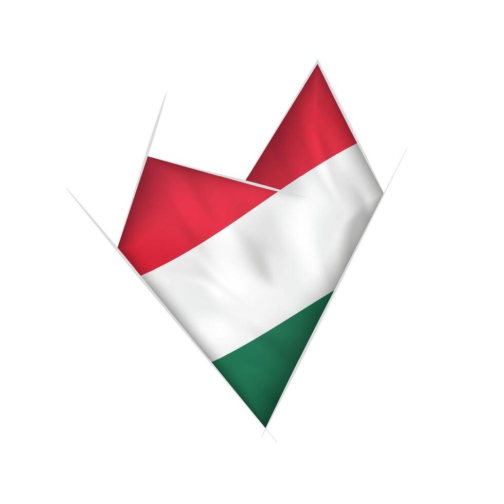 Sketched crooked heart with Hungary flag vector