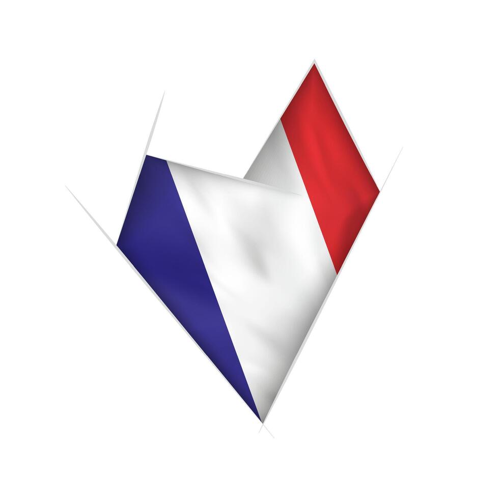 Sketched crooked heart with France flag vector