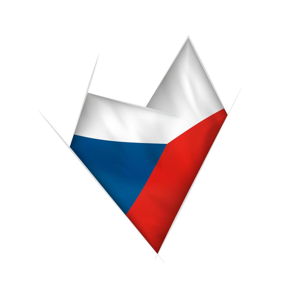 Sketched crooked heart with Czech Republic flag vector