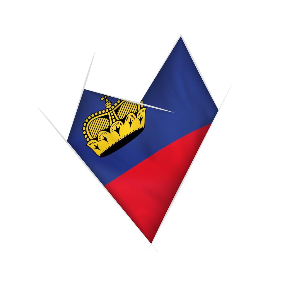 Sketched crooked heart with Liechtenstein flag vector
