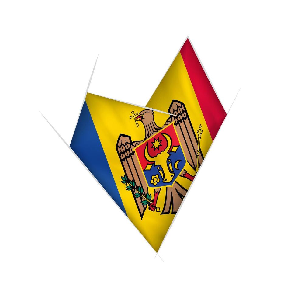 Sketched crooked heart with Moldova flag vector
