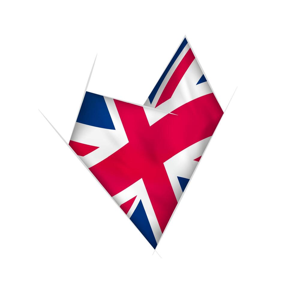 Sketched crooked heart with United Kingdom flag vector