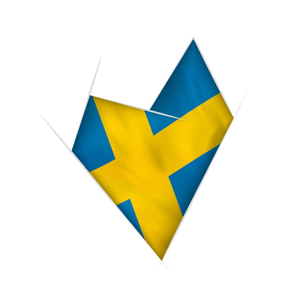 Sketched crooked heart with Sweden flag vector