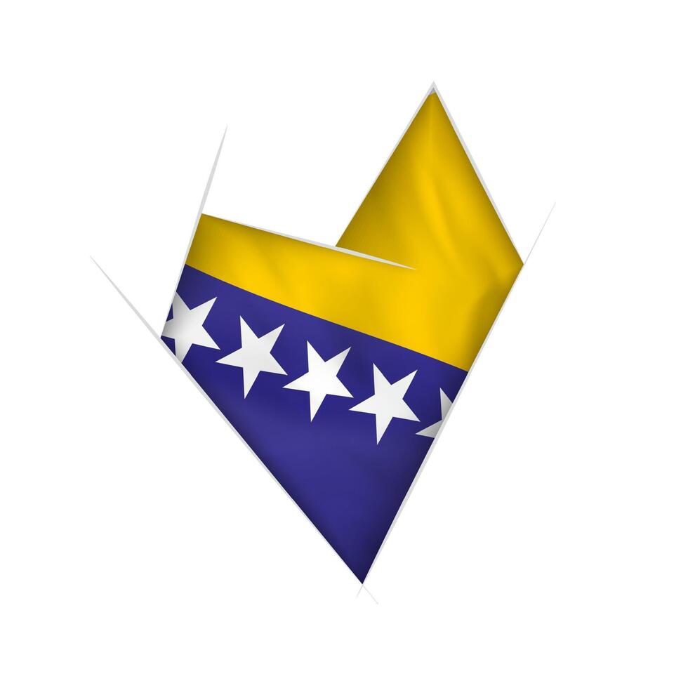 Sketched crooked heart with Bosnia and Herzegovina flag vector