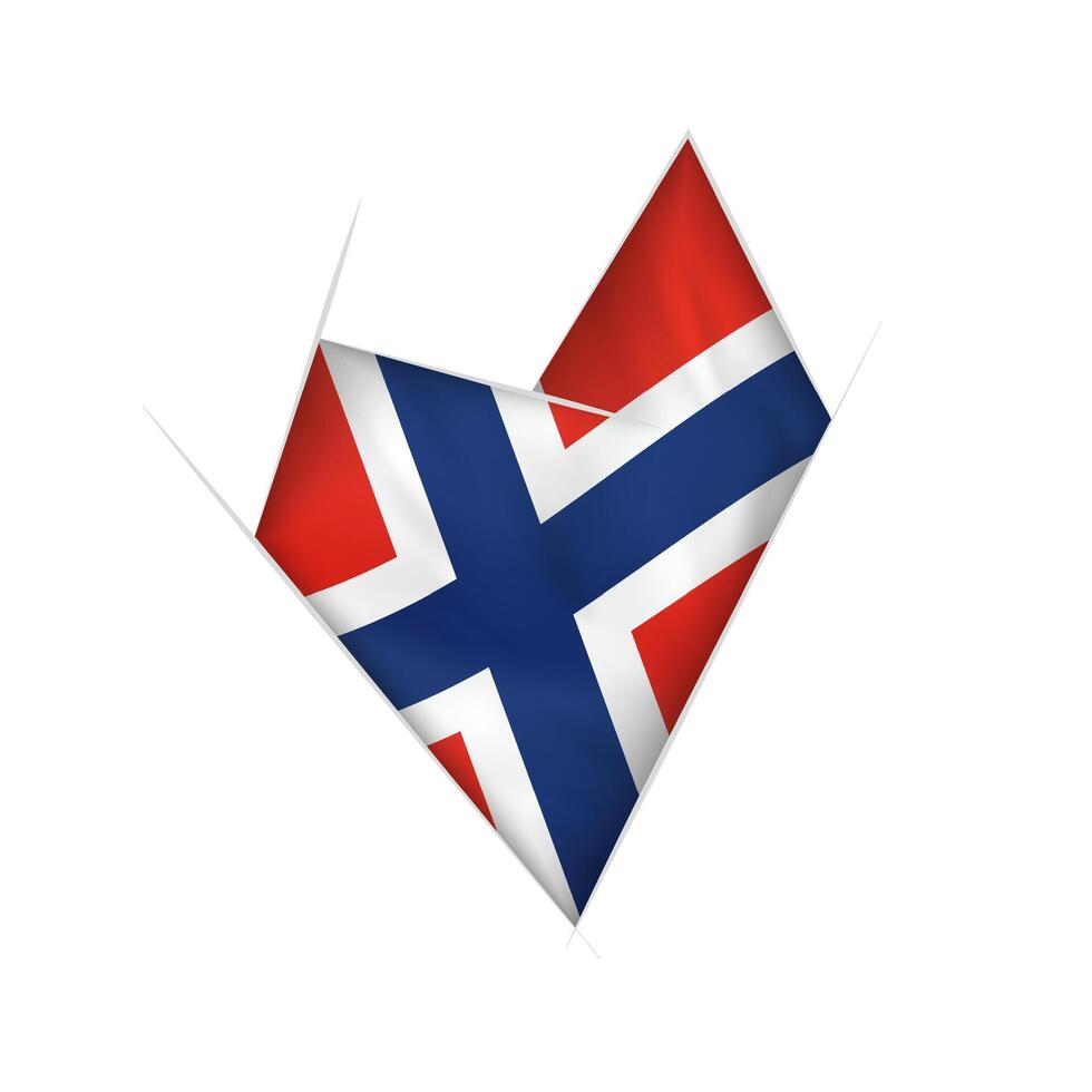 Sketched crooked heart with Norway flag vector