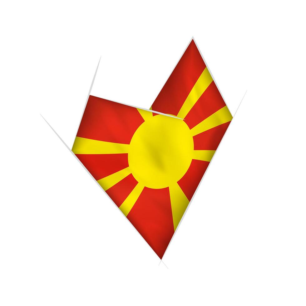Sketched crooked heart with Macedonia flag vector