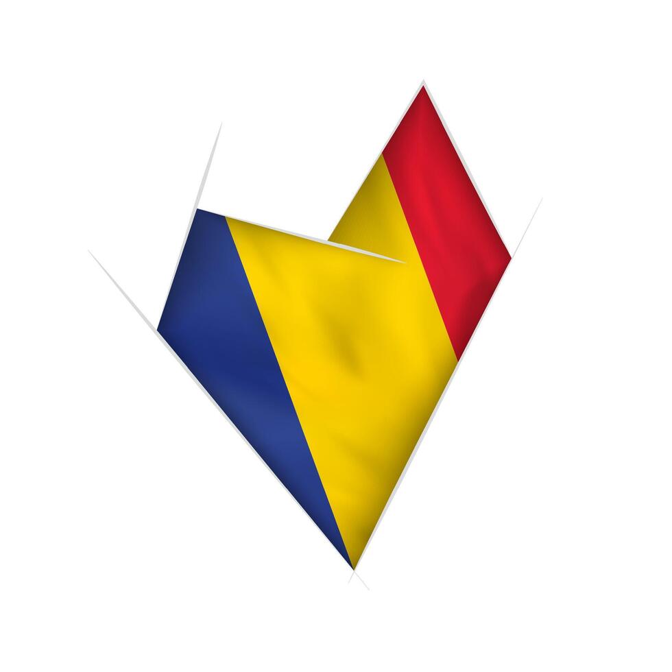 Sketched crooked heart with Romania flag vector