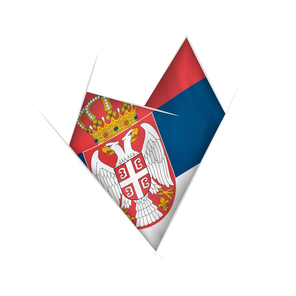 Sketched crooked heart with Serbia flag vector