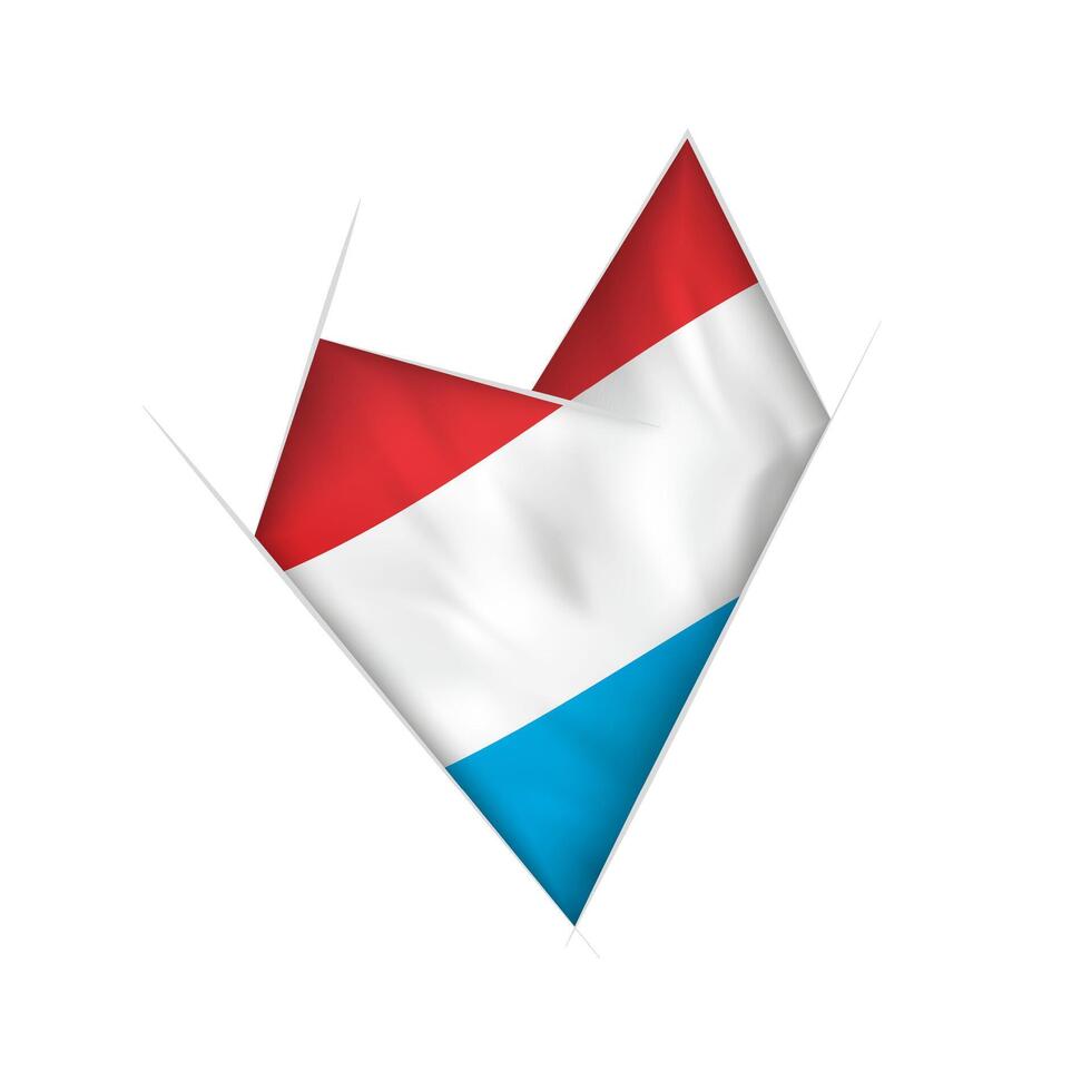 Sketched crooked heart with Luxembourg flag vector