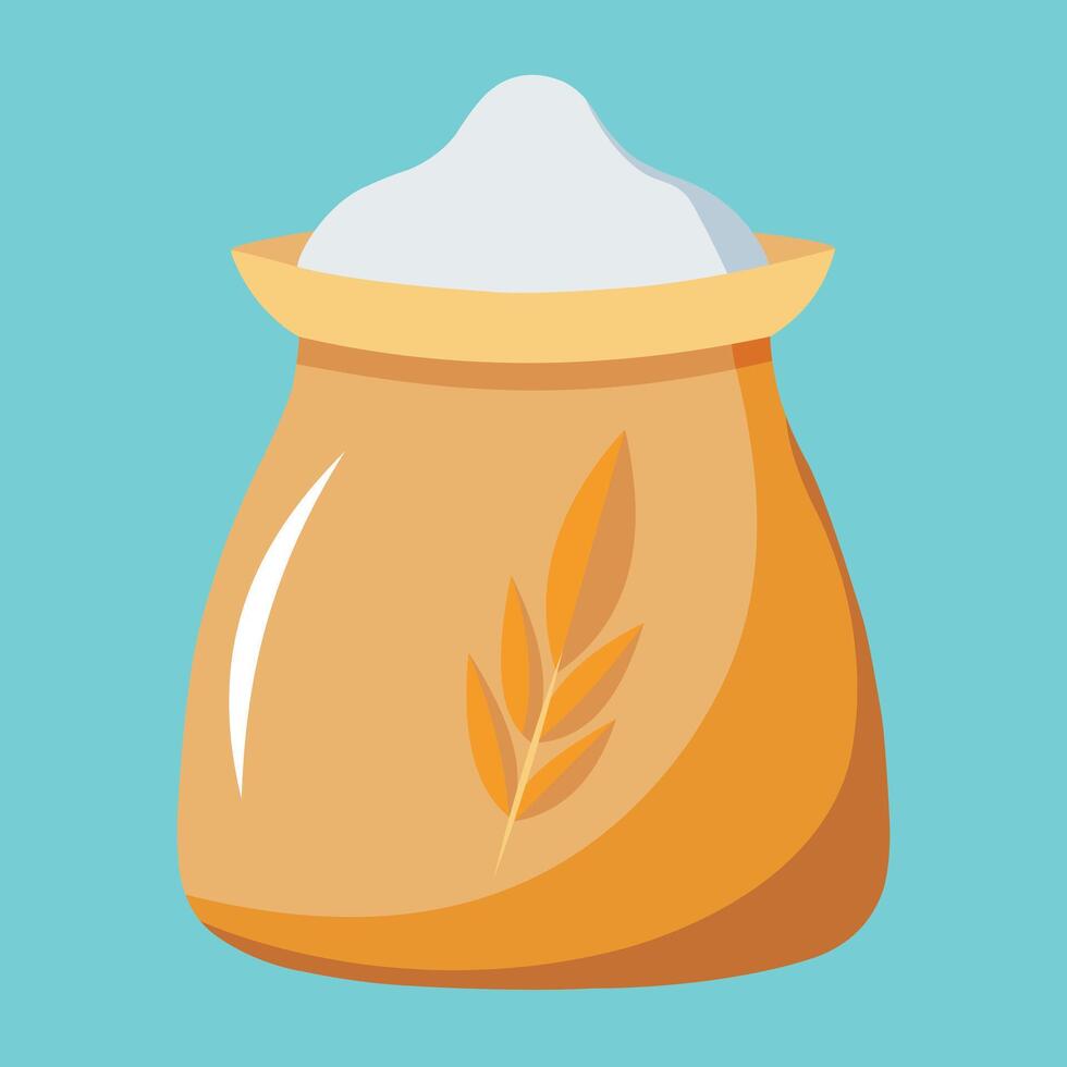 Bag of Flour Displayed on Blue Background vector