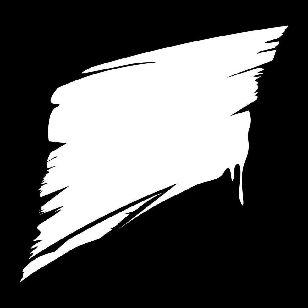 Artistic white brush stroke isolated on black background vector