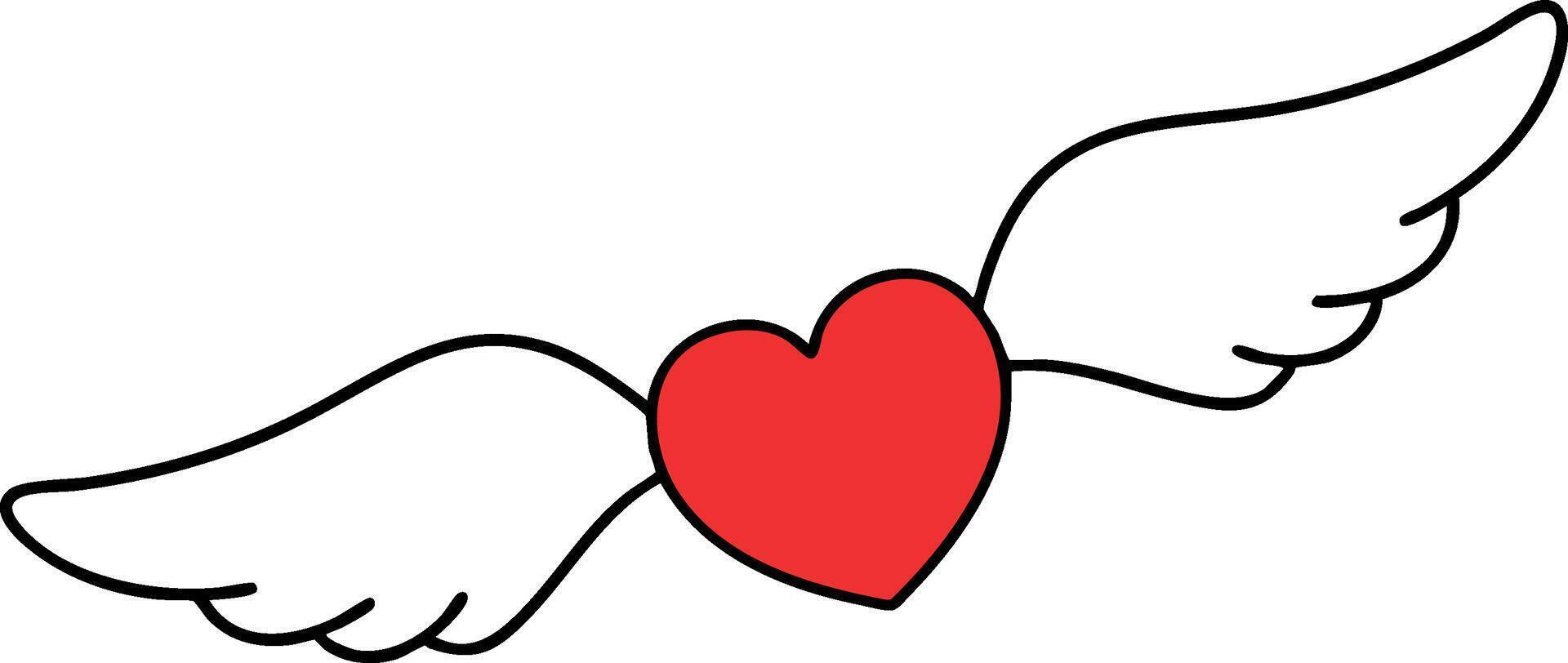 Red heart with wings, symbolizing love and freedom vector