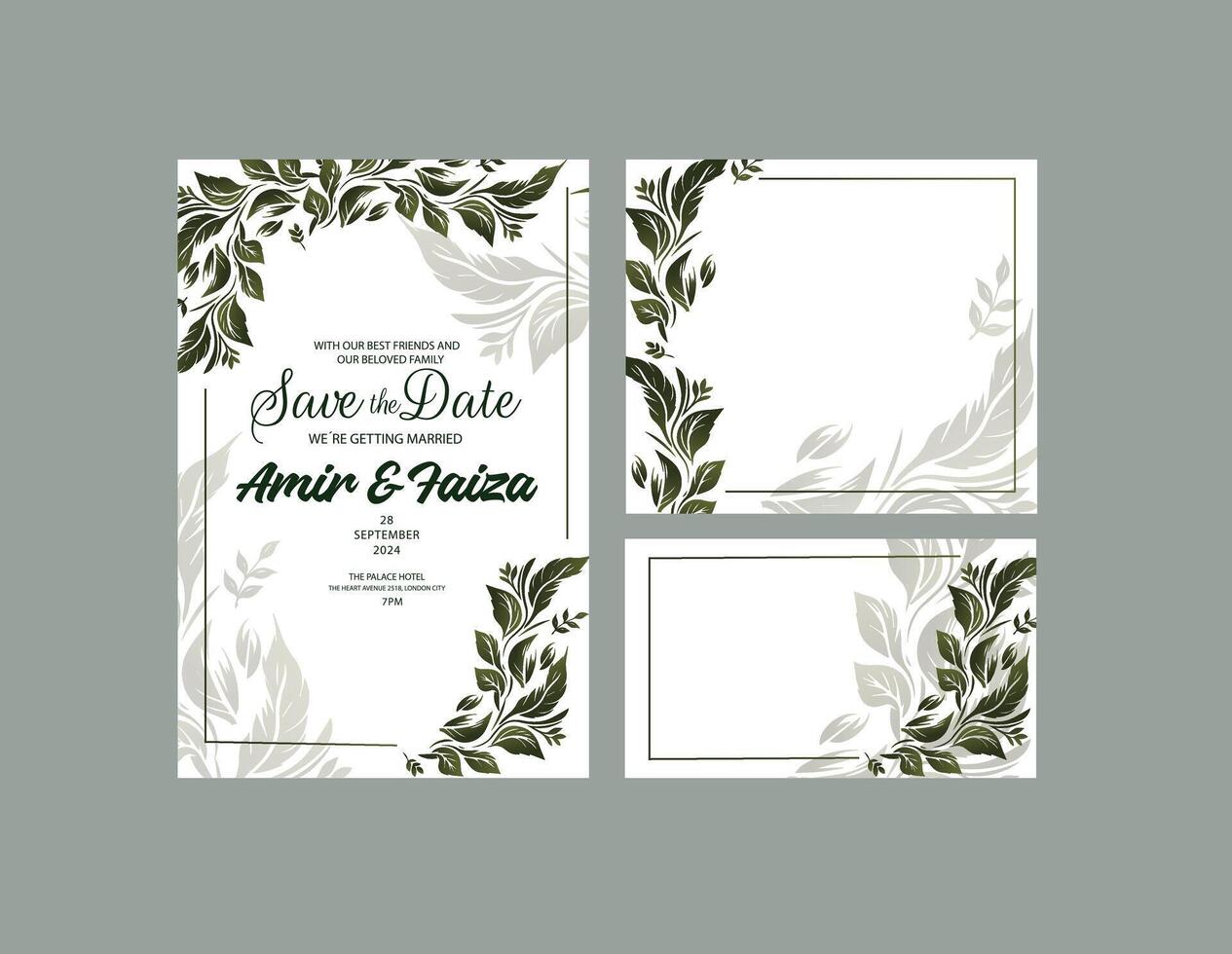 leaves spring theme INVITATION card set vector
