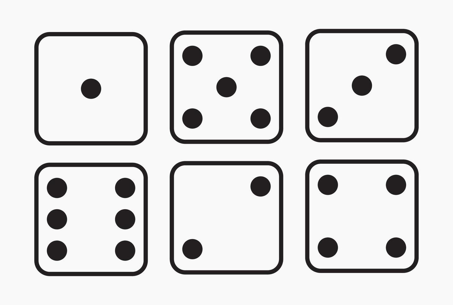 Black and White Dice Set with Various Faces vector